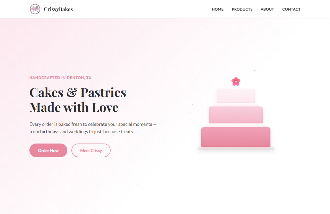 Crissy Bakes custom bakery website built by The Domain Designers